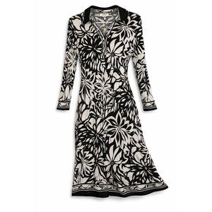 VTG Talbots Petites Dress Womens 8 Black White Floral Collared A Line Classic